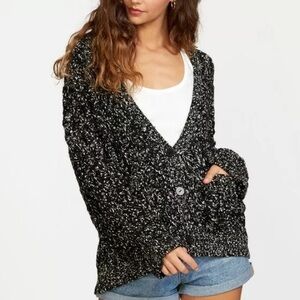 RVCA Brody Oversized Black Cardigan Heavy Weight Knit
Size S